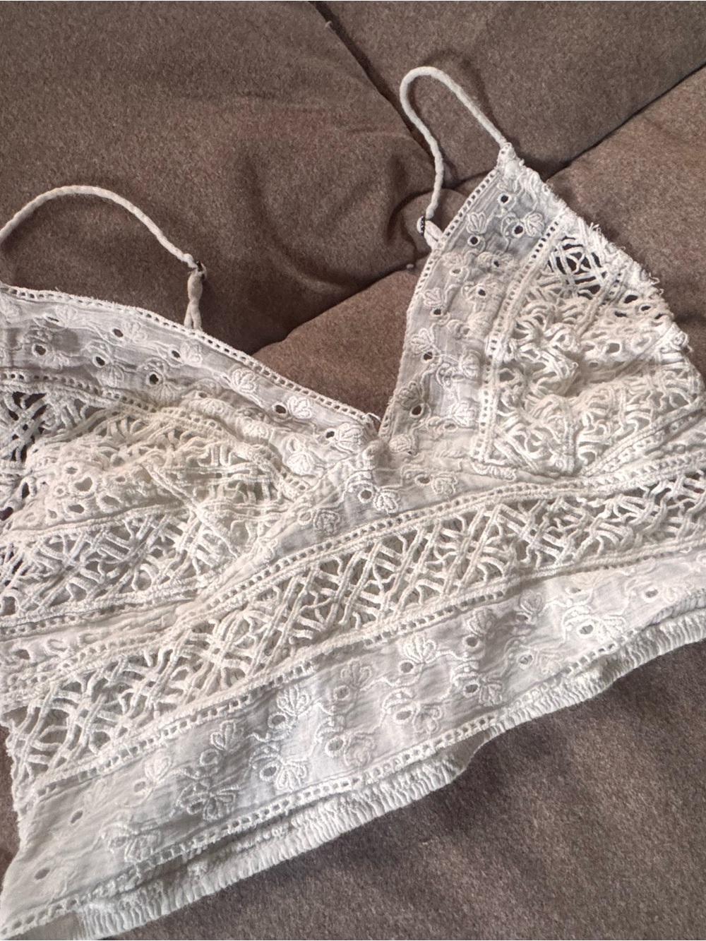 Free People White Lace Crochet Camisole Bralette